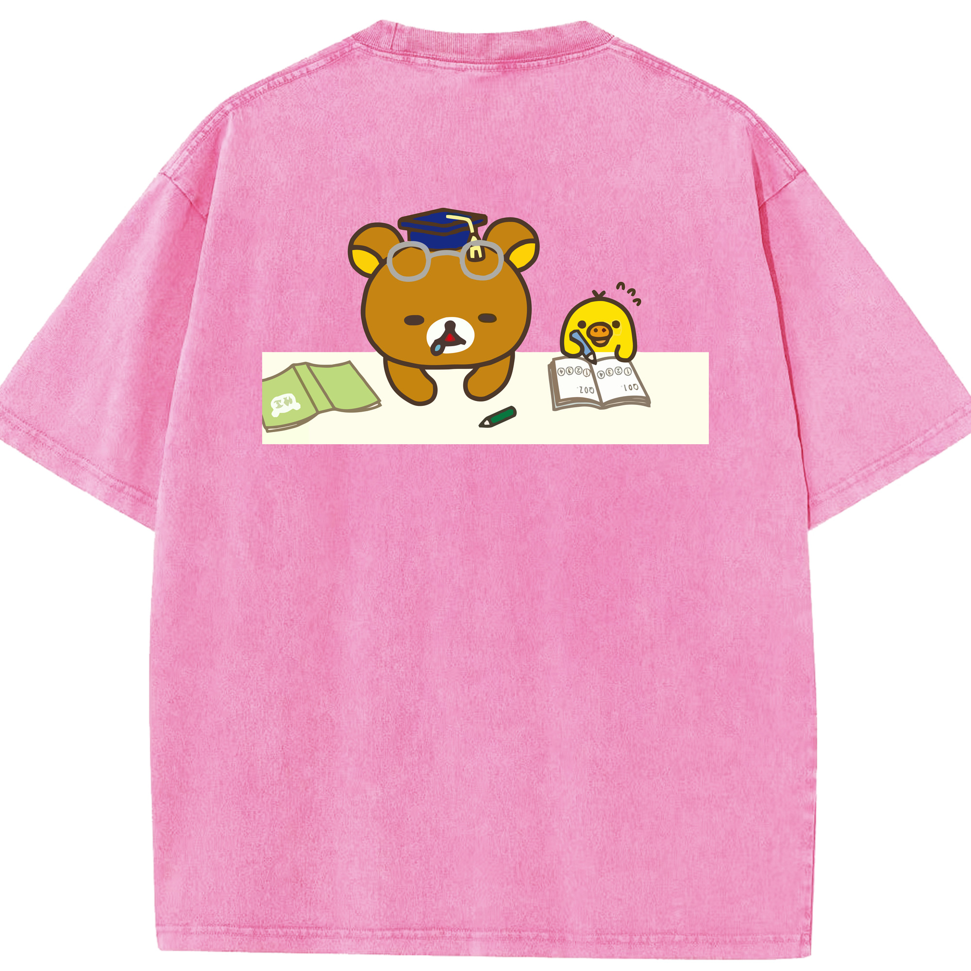 （画像用） リラックマ リラックマ キイロイトリ Rilakkuma Korilakkuma Kiiroitori 綿100% ヴィンテージ風 半袖Tシャツ（背面プリント）